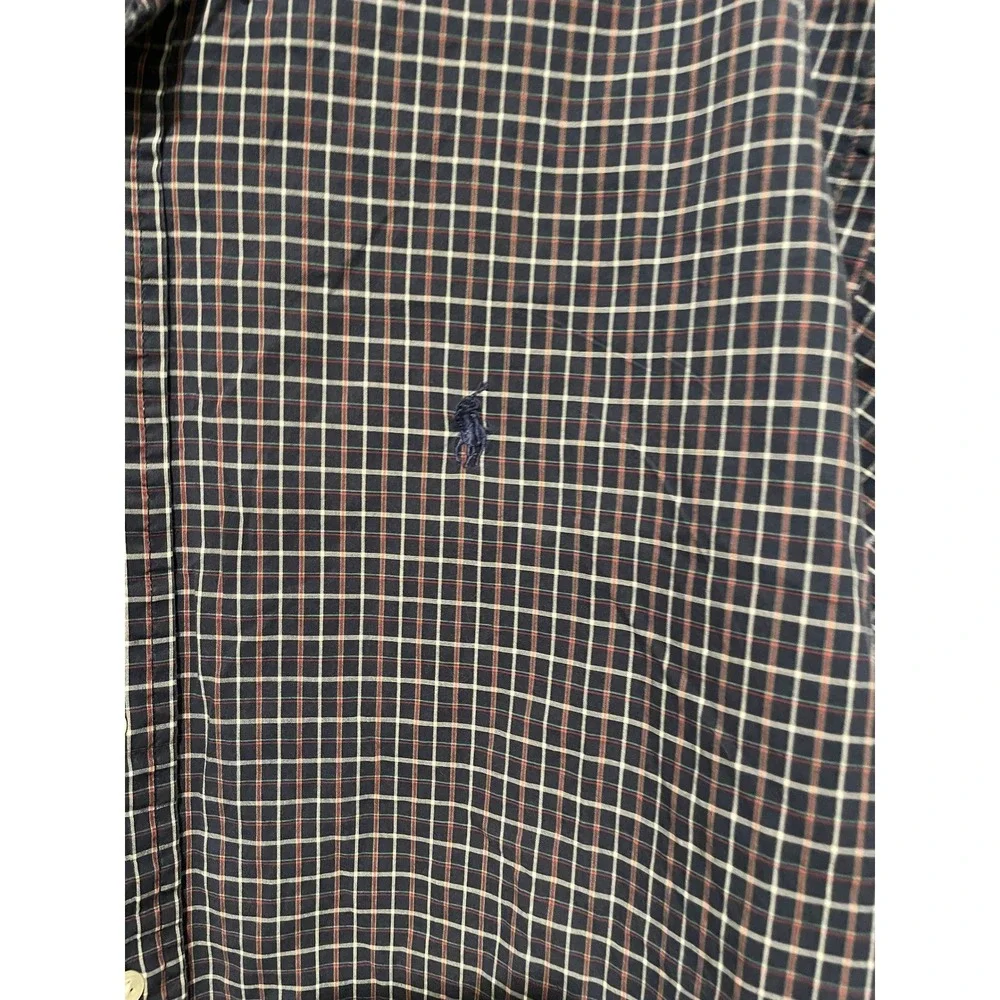 Polo Ralph Lauren Relaxed Fit Mens Large Blue Plaid Cotton Button Down Shirt L